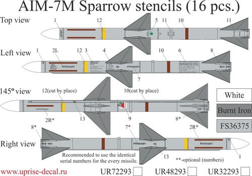 Decal raytheon aim 7m - 1:48, aim-7m